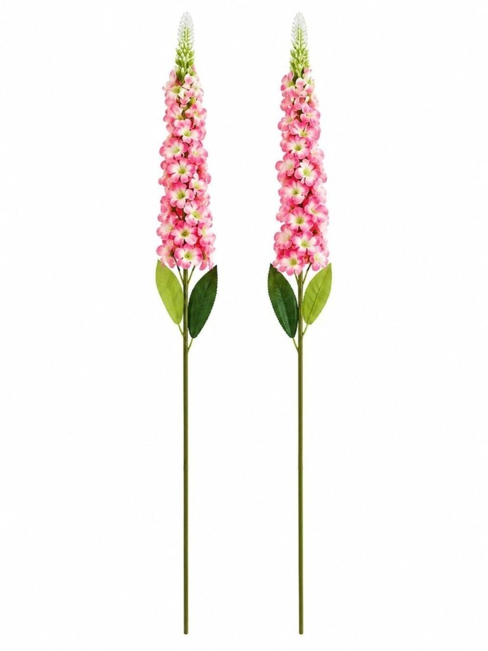 Pink Snapdragon Stems Set of 2 Artificial Larkspur Spike Flowers 26 Inch Faux Fl